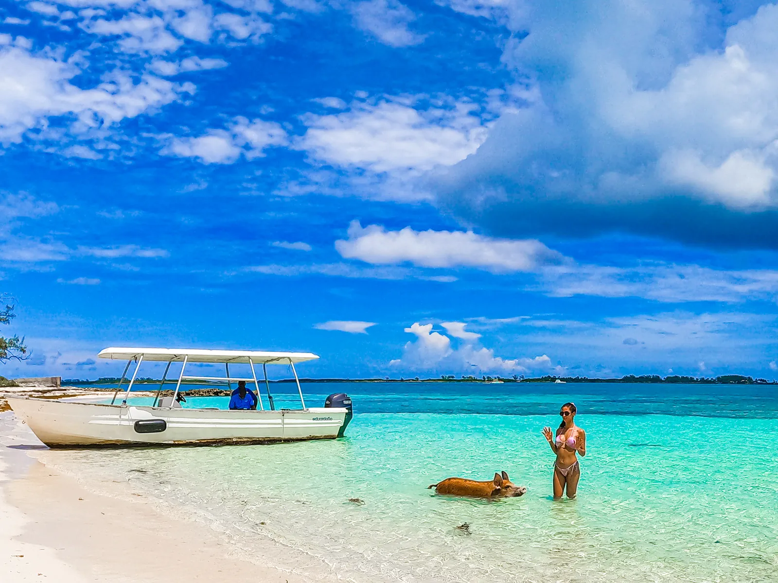A short boat ride from the island